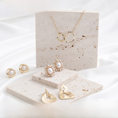 Ins beige hole stone natural marble jewelry earring necklace photo props photography background