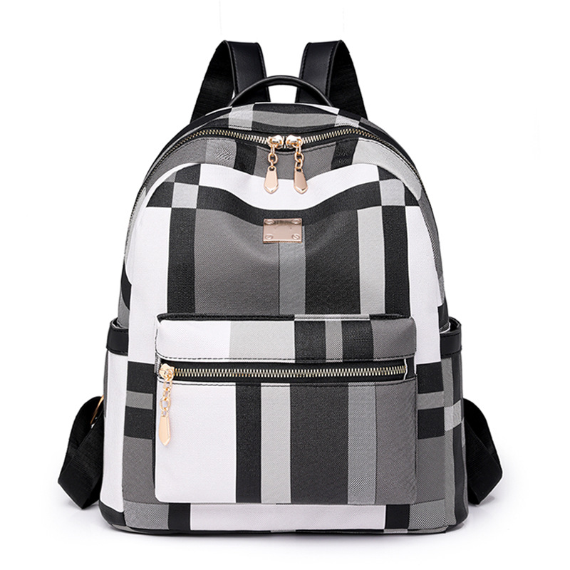 Venta al por mayor transfronteriza 2024 nueva mochila de PU para mujer casual moda color de contraste mochila de viaje de gran capacidad mochila escolar de moda