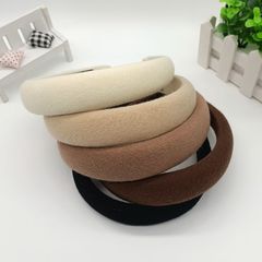 New High Crown Headband Korean Style Milk Coffee Color Wide Version Thick Sponge Hair Compress Headband Simple Elegant Hair Accessory Wholesale