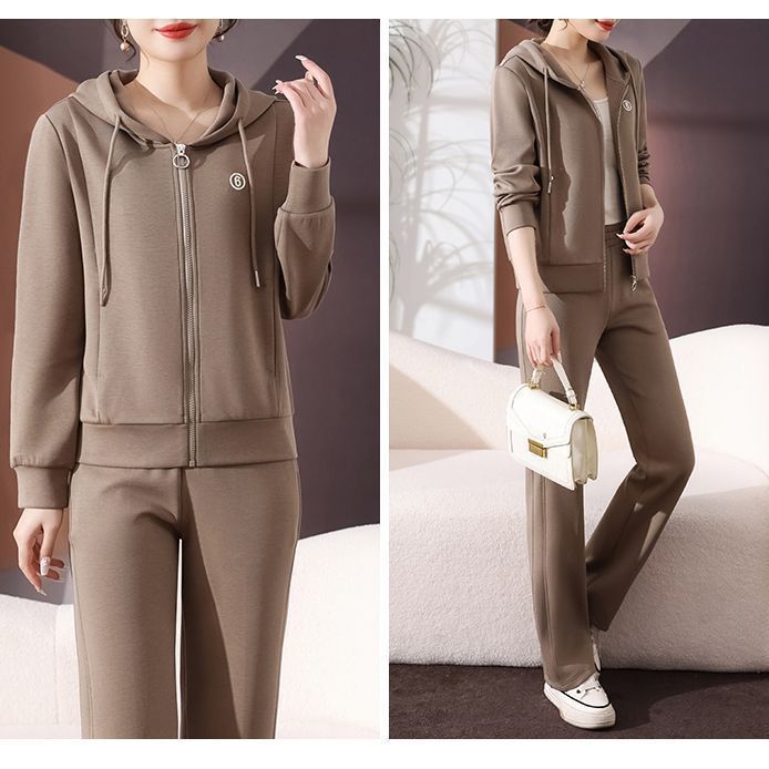 加绒运动服套装女秋冬2025新款时尚宽松洋气妈妈加厚休闲服两件套|undefined