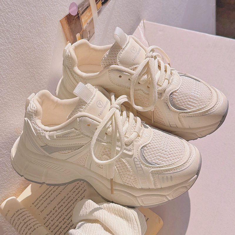 Женские обувь Dad shoes 2025 новый летний сезон дышащие белые кроссовки сетчатая обувь Uber F2418 доставка в одну часть