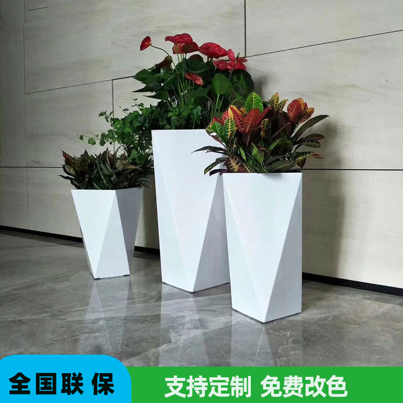 Fiberglass Flower Pots for Sales Office Display, Flower Troughs, Flower Pots for Commercial Malls, Decorative Flower Boxes, Flower Vases, Restaurant Flower Containers, and Flower Sets