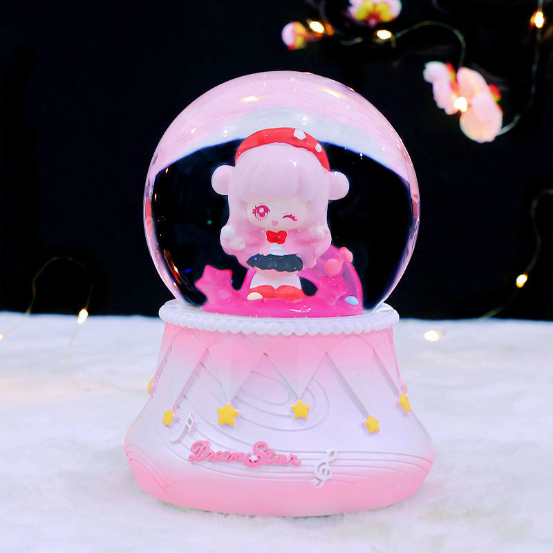 新商品の女の子の魔カードの少女の雪の水晶のボールの寝室の発光の光る装飾品の置物の代行|undefined