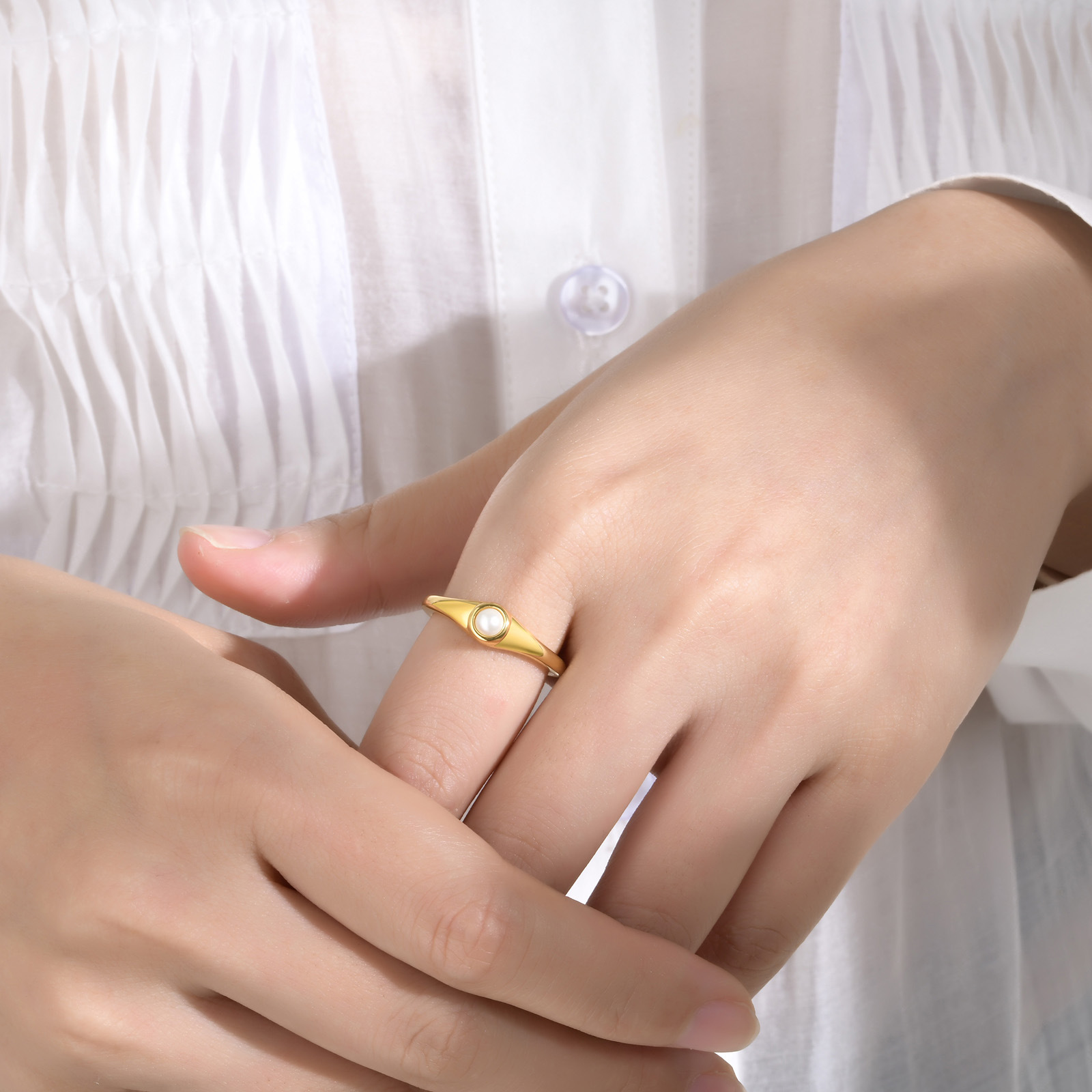 Fashion U Shape Copper Inlay Agate Open Ring 1 Piece