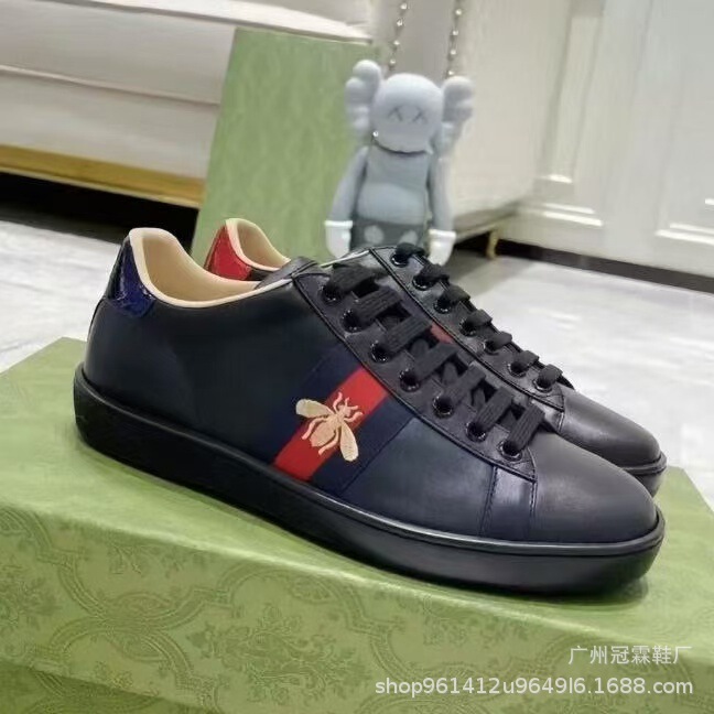 2025新款G家小蜜蜂小白鞋女真皮刺绣百搭情侣运动板鞋ins男休闲鞋|undefined