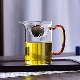 Glass fair cup thickened high borosilicate glass with tea filter small green orange glass scented tea dividing fair cup