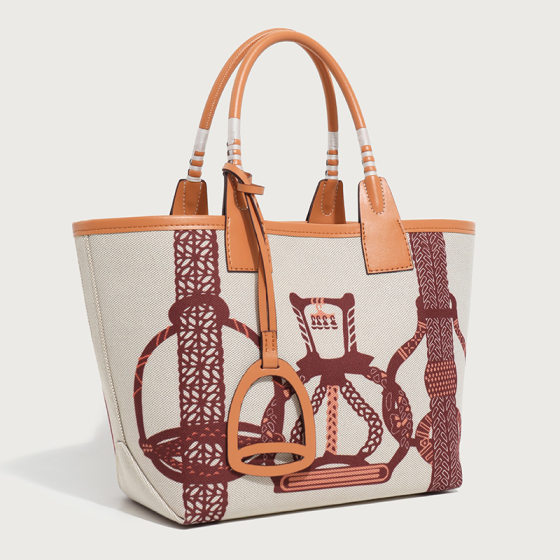 2024 New Arrival Patchwork Canvas Hand-stitched Wax Line Colorful Vegetable Basket High-grade steeple Handbag for Women