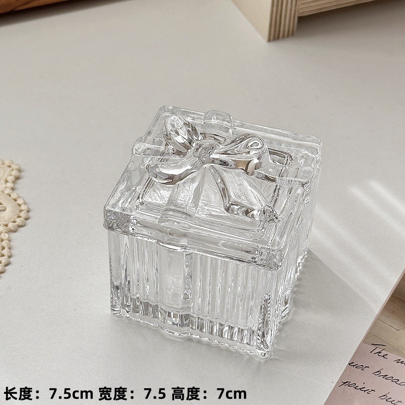 Caja de joyas de arco retro creativa en forma de corazón cubierta de cinta de vidrio exquisita caja de almacenamiento de joyas de collar de tocador doméstico