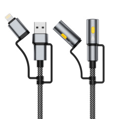 Huawei Android Apple アルミニウム合金高速充電屋外充電ケーブルに適した多機能フォーインワン編組データケーブル