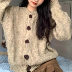 慵懒风软糯小个子毛衣外套女2025新早秋季感针织开衫上衣