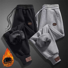 冬季休闲保暖宽松哈伦运动加绒长裤男士经典百搭加绒保暖束脚裤