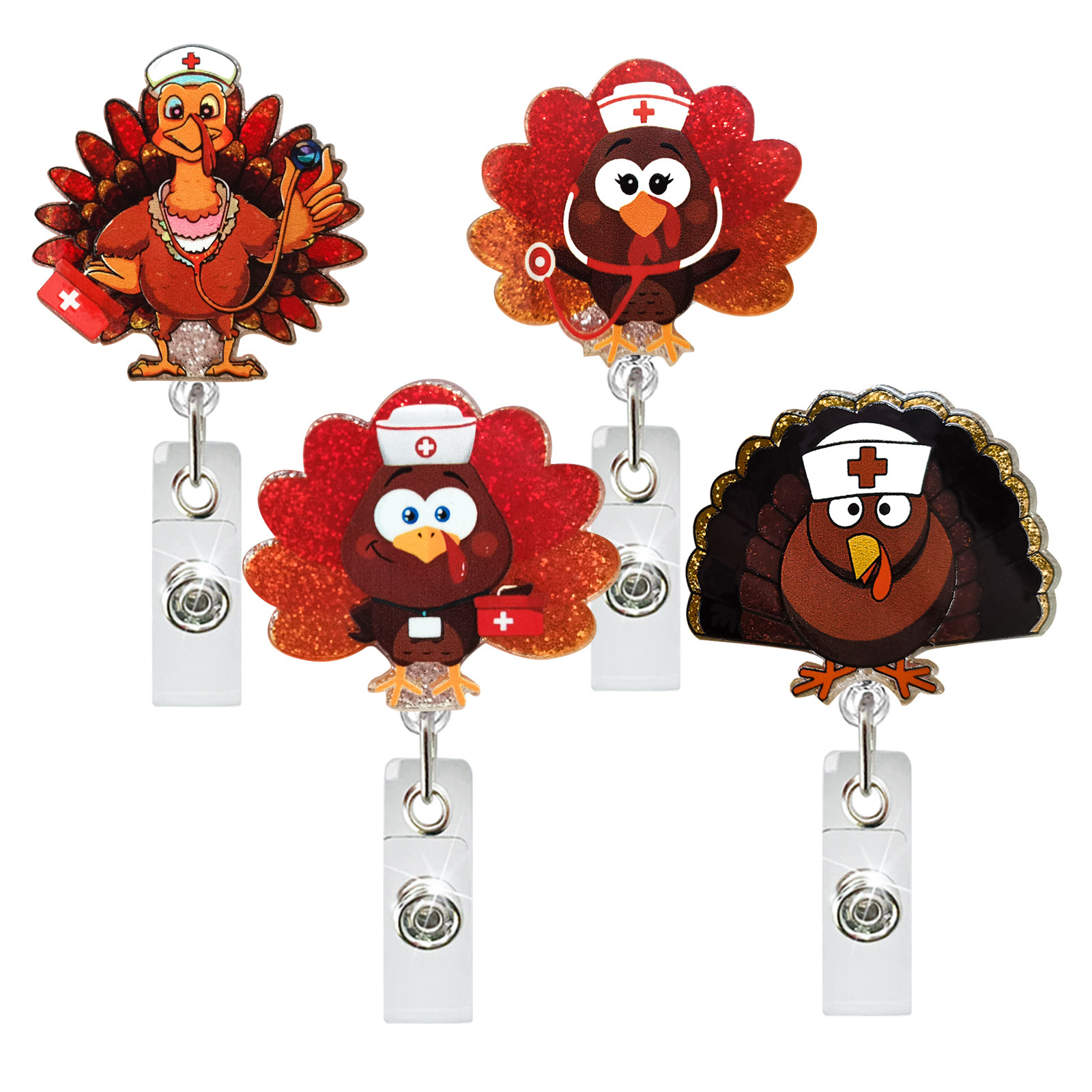 Acrylic Pull-Tab Gift Easy-Reel Turkey Thanksgiving Retractable Medical Badge Easy-Reel Student Rotation