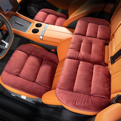 Single-Piece Seat Cushion Car Rear, Seat cushion, seat cover - checkered-flannel-volcanic-red-three-piece-set
