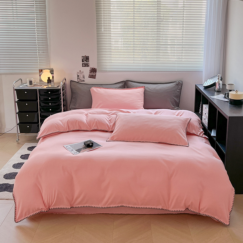 2024 nuevo conjunto de cuatro piezas de cama AB doble colcha de colcha de color sólido de una sola pieza dormitorio de estudiantes sábanas individuales de tres piezas