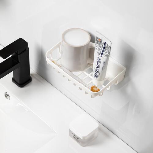 Wall-mounted wash towel storage box bathroom punch-free toothpaste soap storage rack sink storage rack drain basket