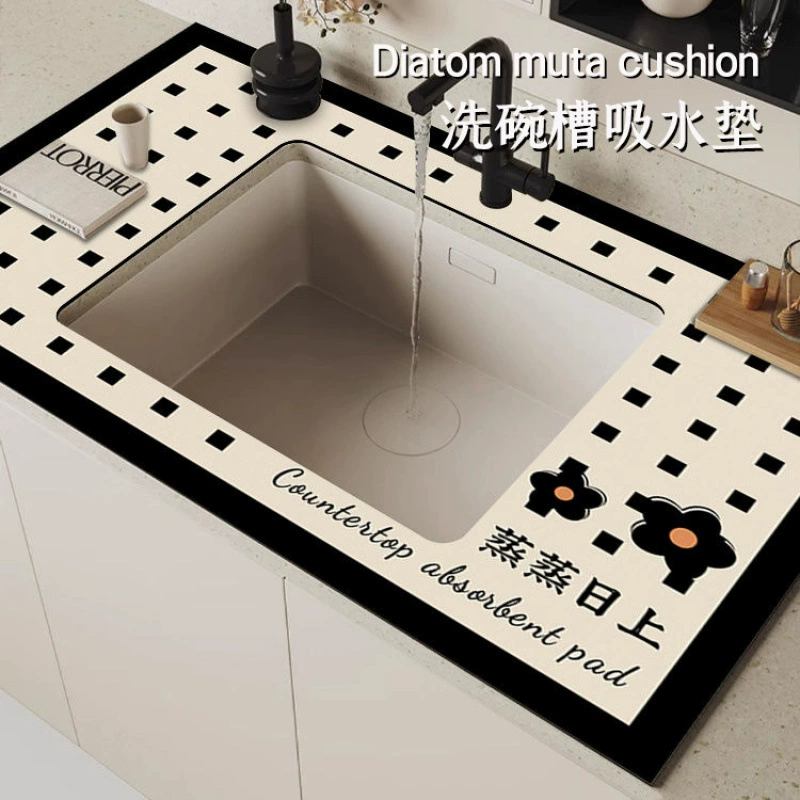 Впитывающий коврик для столешницы из диатомовой грязи, кухонный слив, раковина для ванной комнаты, нескользящий, быстросохнущий, режущийся коврик