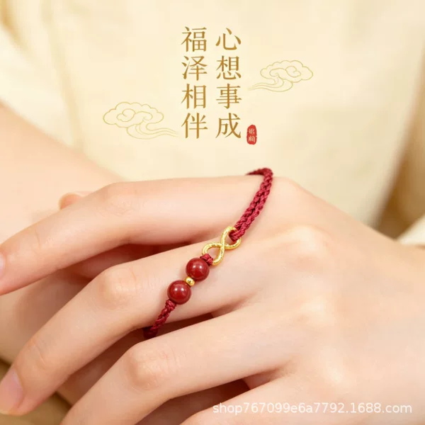 New Purple Sand Internet Celebrity Zodiac Year Cinnabar Bracelet for Women with Infinity Symbol Handmade Woven Bracelet Simple Versatile Red Rope