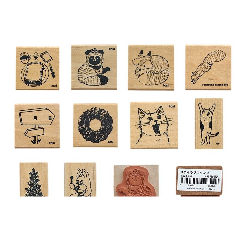 [【新品】日本KODOMO NOKAO木头印章创意手账章N I LOVE STAMP1533]