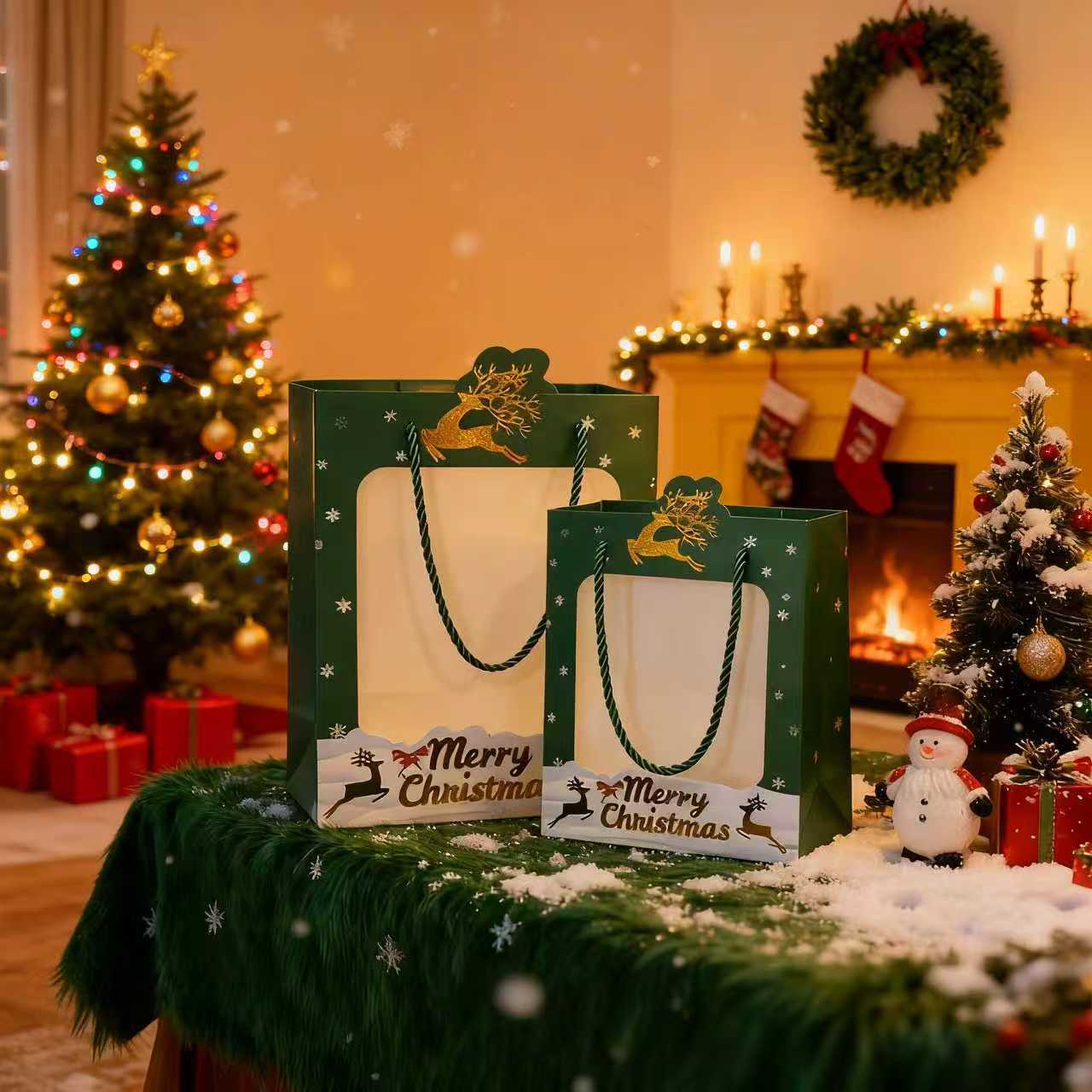 Christmas Tote Bag Hot Stamping Christmas Gift Packaging Bag Christmas Eve Gift Bag Christmas Gift Packaging