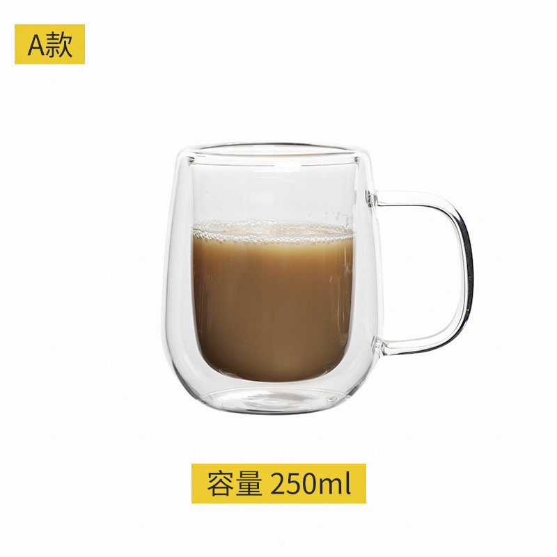 Taza de desayuno de doble vidrio de alta borosilicona con taza de leche taza de jugo taza de café taza de oficina creativa taza de marca
