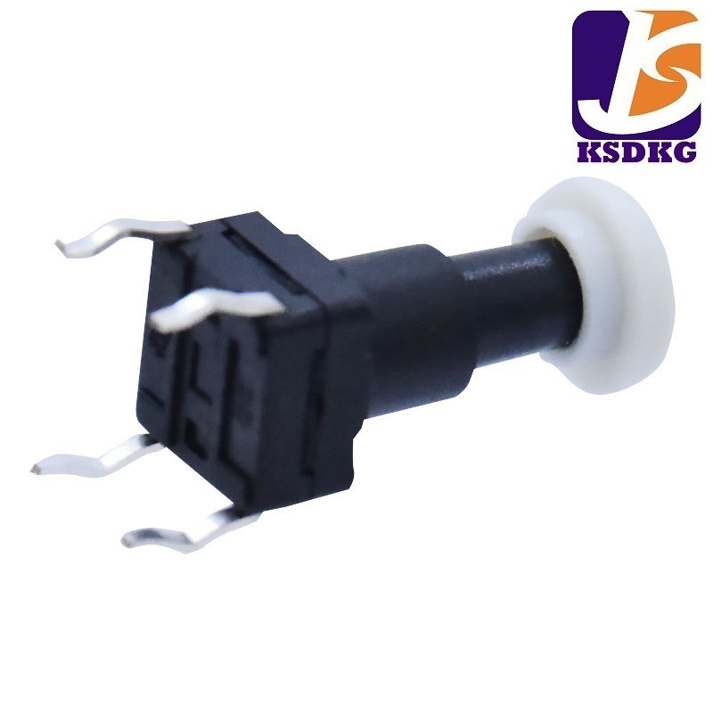 轻触开关4脚立式微动按钮 带白帽 防水开关带护套微动开关批发