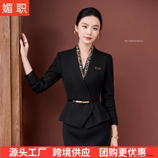 秋冬长袖西装面试正装通勤气质白领经理工作服酒店前台西服两件套