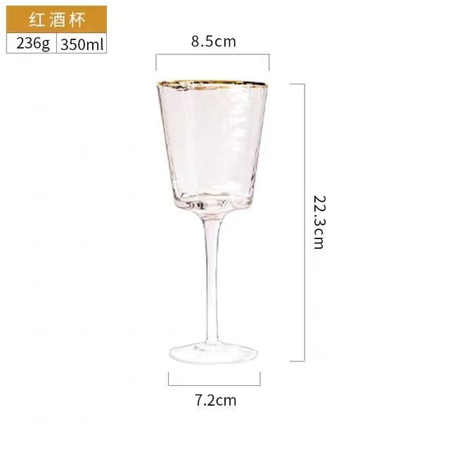 三角金边红酒杯套装家用高脚杯高颜值香槟杯高级感水晶白葡萄酒杯|undefined