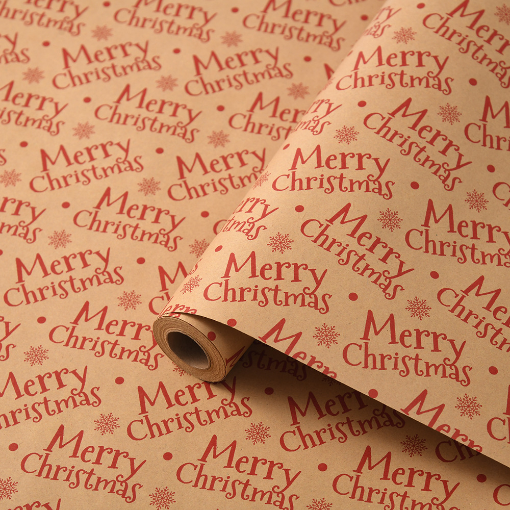 Transfronterizo Amazon nuevo papel de embalaje de regalos de Navidad impresa kraft retro diy embalaje de papel de regalo al por mayor