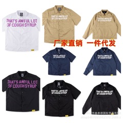 25FW 跨境新款  男士欧美街头That's 字母印花休闲夹棉长袖衬衫