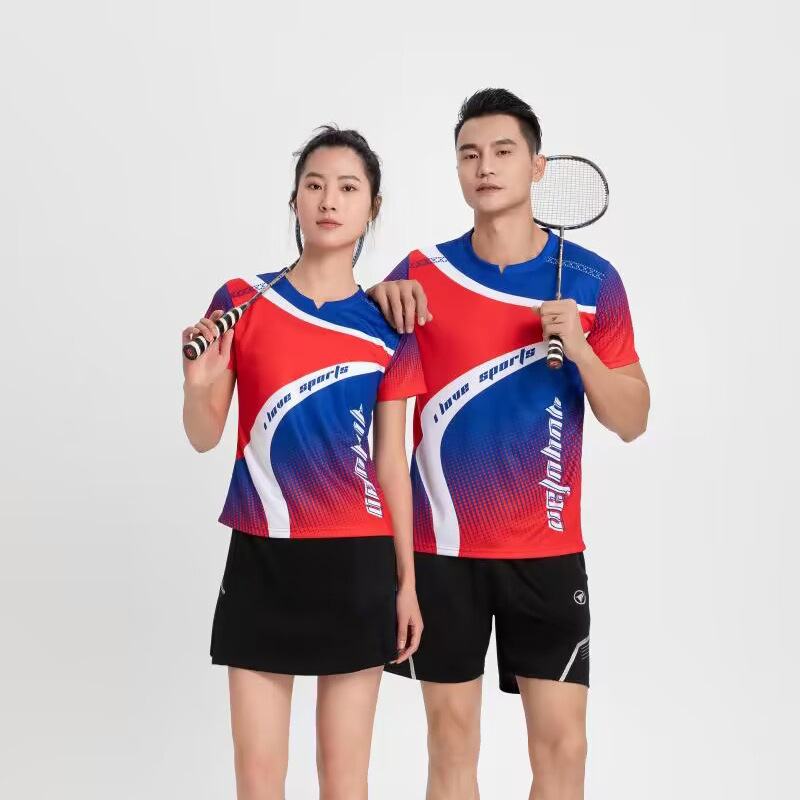 One-piece delivery breathable sweat-absorbent table tennis uniform training team uniform New badminton uniform suit men's and women's summer sports