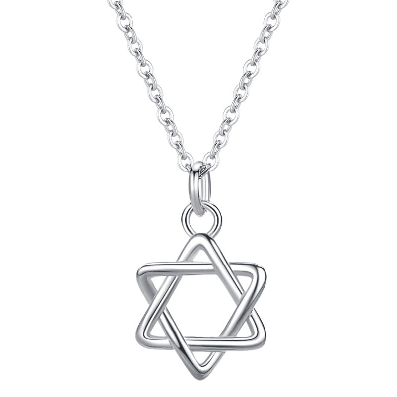 S925 collar de plata esterlina estrella de seis puntas collar de hadas de plata simple estilo japonés y coreano estrella hexagonal Cadena de clavícula estilo frío