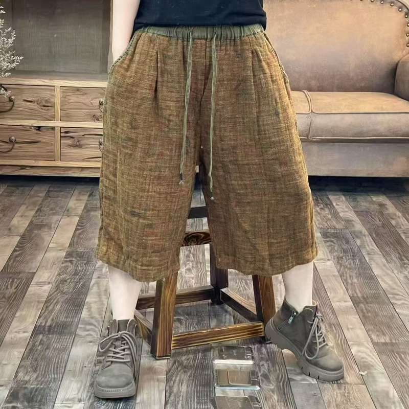Linen Casual Pants for Women, Summer Style, Artistic Retro Loose Fit, Slimming, Simple Tie-Waist, Elastic Waist Harem Pants N Linen Casual Pants for Women, Summer Style, Artistic Retro Loose Fit, Slimming, Simple Tie-Waist, Elastic Waist Harem Pants N