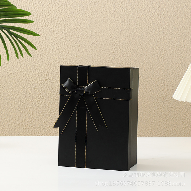 Tapa plegable caja de regalo cinta arco zapato grande y ropa caja de regalo de una pieza CAJA PLEGABLE caja de regalo negro