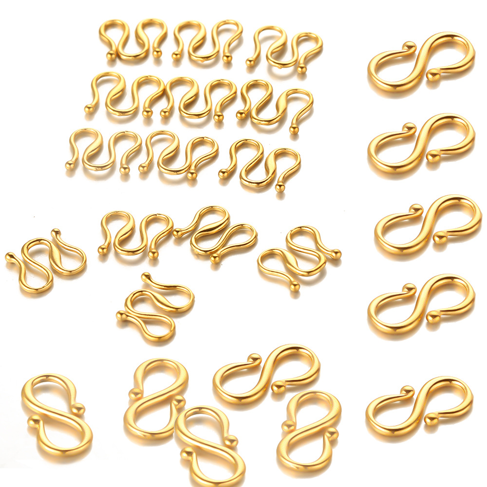 不锈钢真空度金色S连接扣diy饰品配件W扣S扣项链收尾连接器配件