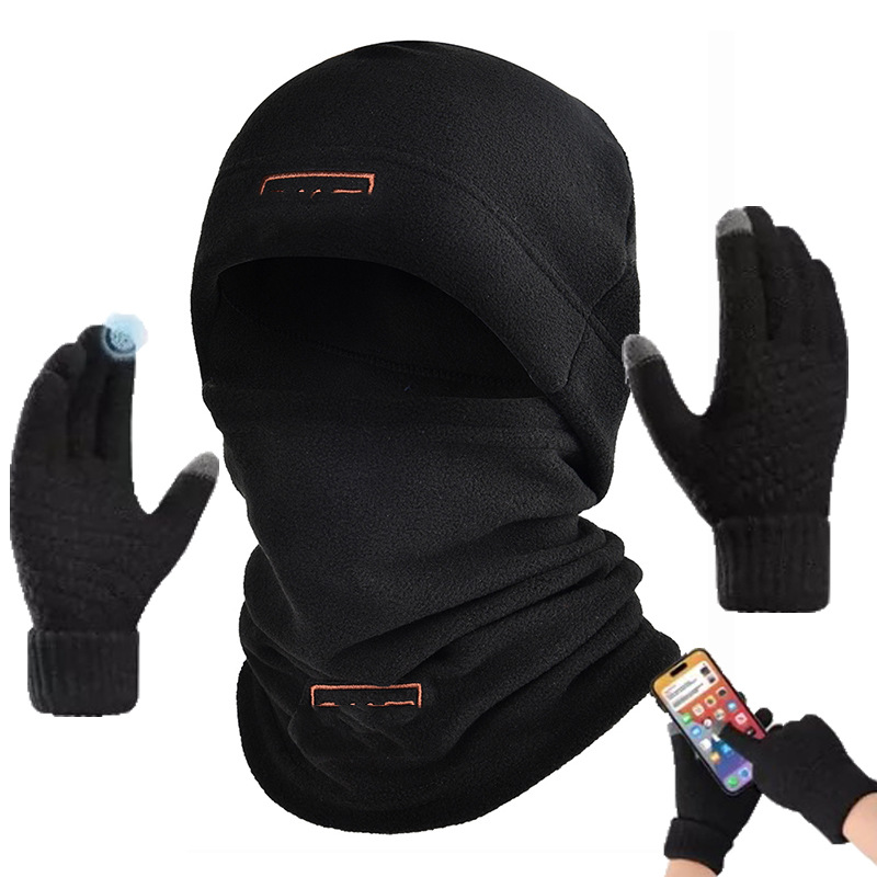 Autumn and winter riding warm multifunctional windproof ski hat polar fleece headgear warm riding mask gloves suit
