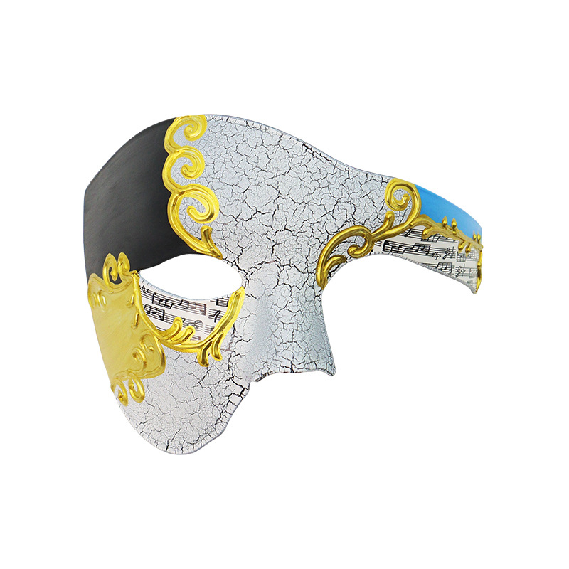 Máscara de media cara de nota de crack veneciana transfronteriza Máscara de fiesta de disfraces vintage para hombre Máscara de Halloween