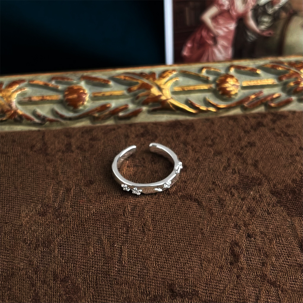 Vintage Silver Zircon Ring Artistic Retro Open Fine Ring Jewelry_voghion.com