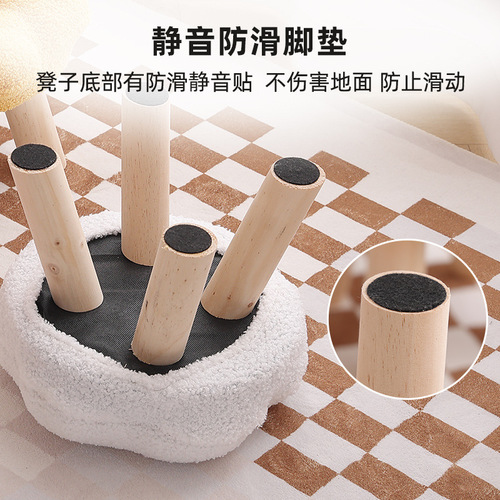 Small stool, home low stool, solid wood stool, living room coffee table, sofa, cute flower doorway shoe changing stool for children and girls