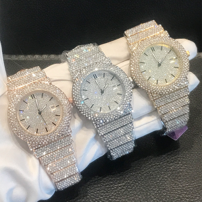 Gypsophila Men's and Women's Fashion Luxury Quartz Watch Hiphop Hip-Hop Men's and Women's Light Luxury Steel Strap Watch