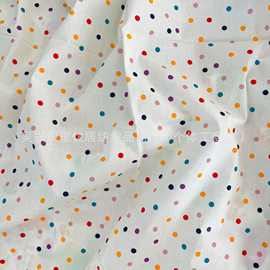 韩版水彩风全棉彩色小圆点不规则波点印花面料连衣裙童装衬衫装饰