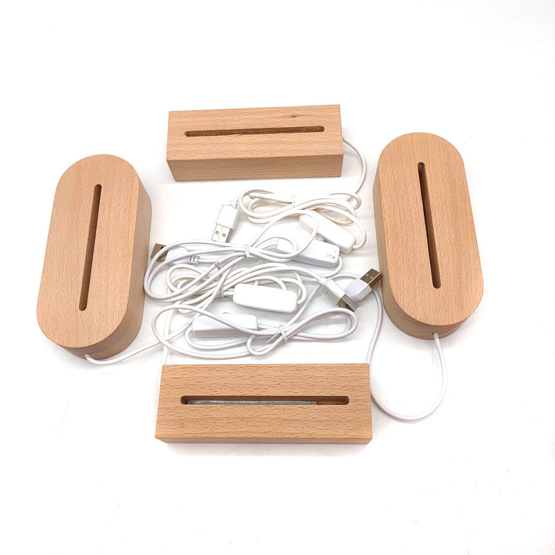 LED Light Base Luminous Base Night Light Base DIY Gift c Solid Wood Base USB Acrylic Light Base