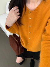 早秋新款羊毛开衫女100纯羊毛圆领时尚软糯洋气羊绒针织毛衣外套