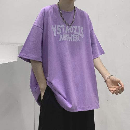 Men's Summer Trend Couple's T-shirt with 5-Button Sleeve, Chic Retro Hong Kong Style, Versatile Short Sleeve White Half-Sleeve Top
