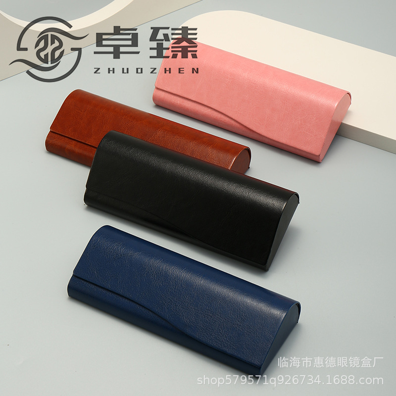 Glasses box old cowhide BL whiteboard handmade box New Frosted leather anti-pressure optical myopia presbyopia box printable