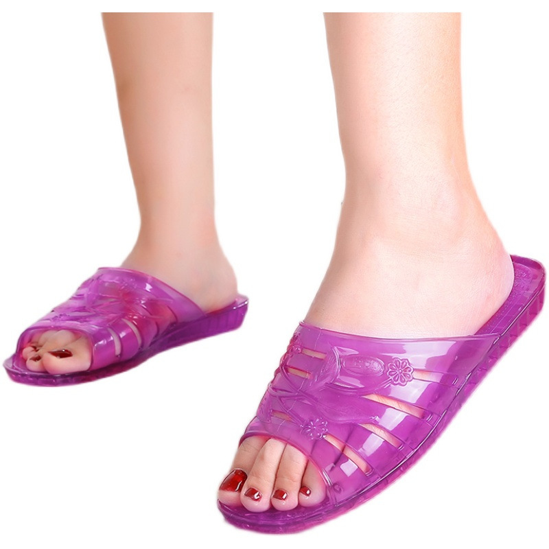 Summer odor-resistant, hollowed-out plastic slippers, soft-soled bathroom sandals, suitable for both indoor and outdoor wear, unisex, simple design, flat heel, round toe, thick style Summer odor-resistant, hollowed-out plastic slippers, soft-soled bathroom sandals, suitable for both indoor and outdoor wear, unisex, simple design, flat heel, round toe, thick style