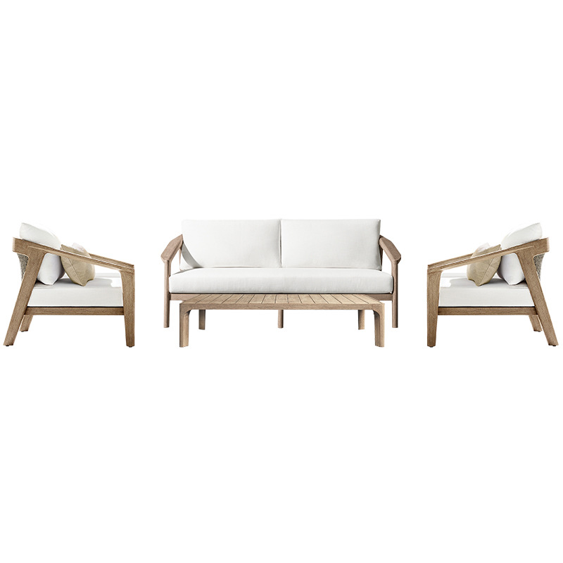 Sofá nórdico al aire libre mesa de té combinación terraza villa patio balcón al aire libre impermeable muebles de ocio protección solar teca