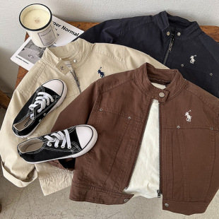 Boy's Coat Spring and Autumn Baby's Long Sleeve Autumn Clothes Korean Style Children's Cardigan Jacket Autumn Cool Handsome Children's Baseball Clothes