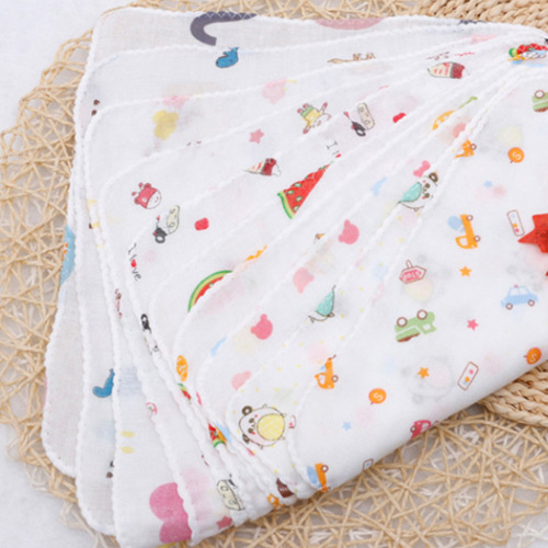 Yobaxing High-density 6-layer Cotton Fabric Cartoon Pattern Handkerchief with Multiple Styles, Delicate and Soft, Baby Handkerchief