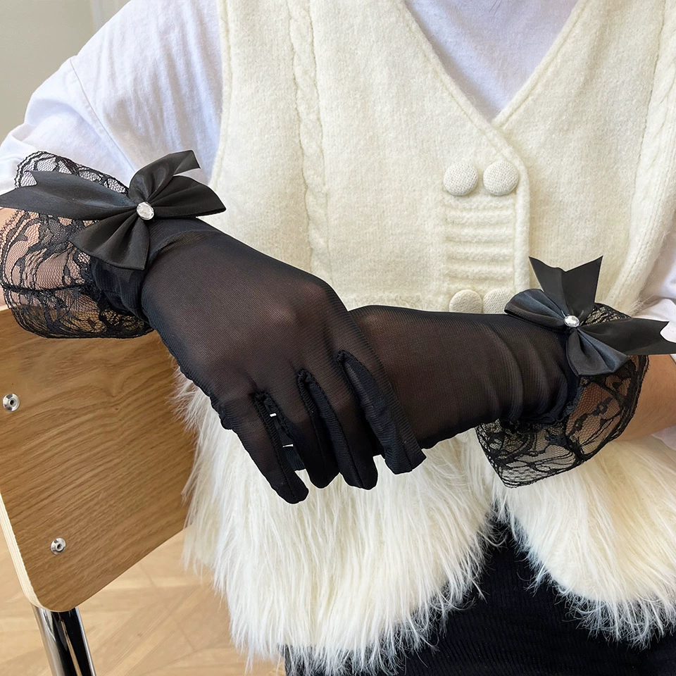  Summer thin gloves, black hand cream, sexy jewelry for bride, European style, sun protection