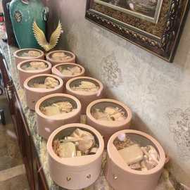 结婚轻奢母亲节伴手礼现货皮质镂空手提圆形伴娘闺蜜礼品包装空盒